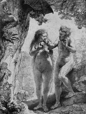 Adam and Eve etching